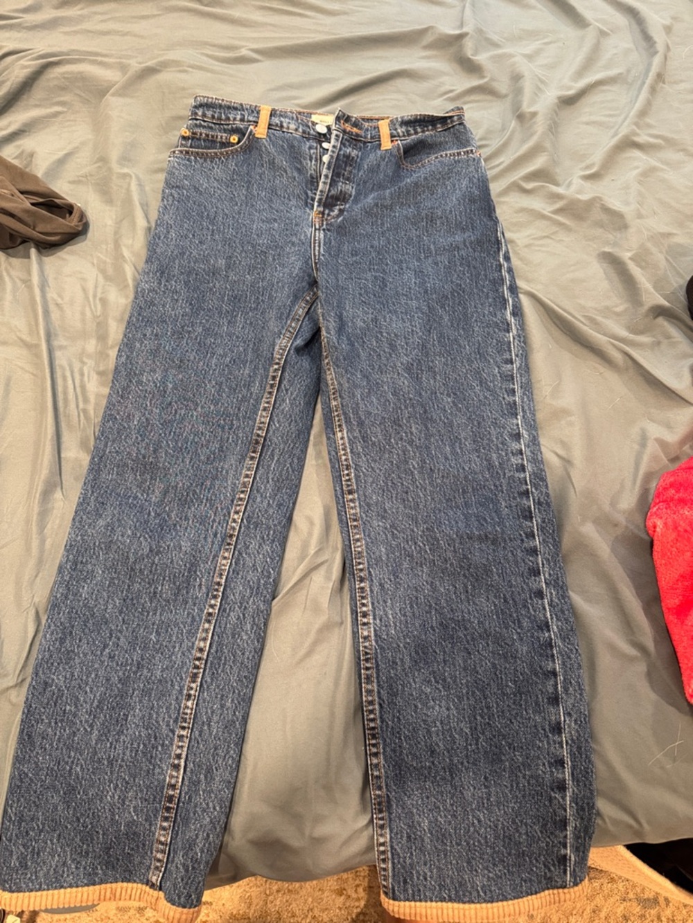 High-Rise Wide Leg Women's Denim Jeans in Dark Blue